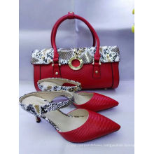 Ankle Strap High Heel Shoes with Matching Bags Red (G-27)